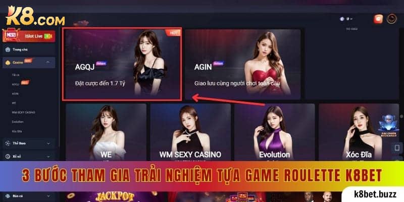 3 bước tham gia trải nghiệm tựa game Roulette K8bet